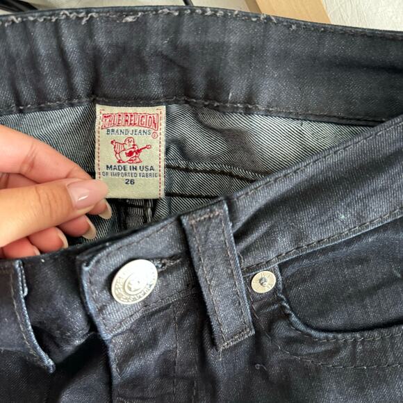 Vintage Y2K True Religion Womens Dark Skinny Jean Rhinestone Denim Pants Size 26 - Picture 3 of 11